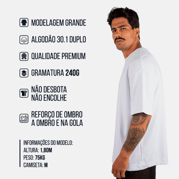 CAMISETA OVERSIZED MALHÃO LISA BRANCA - Imagem 2