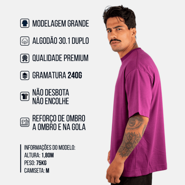 CAMISETA OVERSIZED MALHÃO LISA ROXO - Imagem 2
