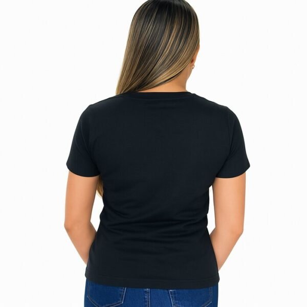 CAMISETA FEMININA LISA COM ELASTANO PRETA - Imagem 2