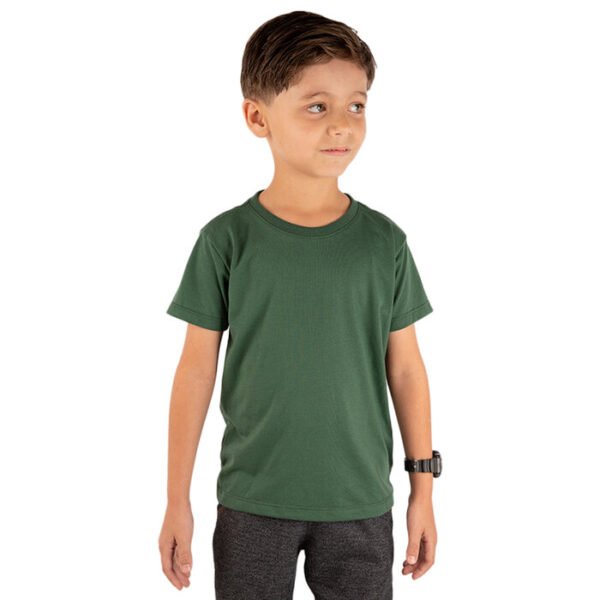 CAMISETA BASICA LISA INFANTIL VERDE MILITAR - Imagem 5