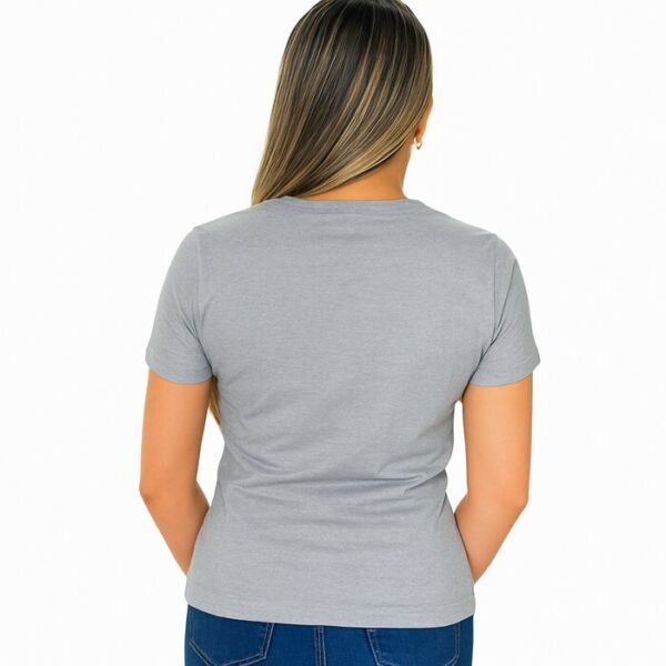 CAMISETA FEMININA LISA COM ELASTANO CINZA MESCLA - Imagem 2