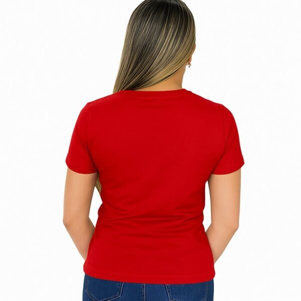 CAMISETA FEMININA LISA COM ELASTANO VERMELHA - Imagem 2