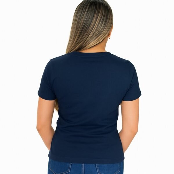 CAMISETA FEMININA LISA COM ELASTANO MARINHO - Imagem 2