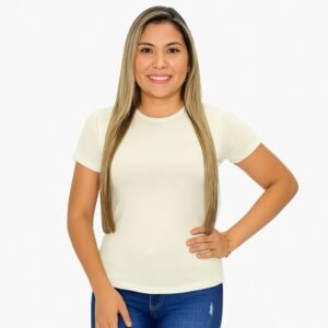 CAMISETA FEMININA LISA COM ELASTANO OFF WHITE