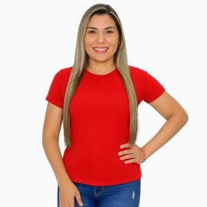 CAMISETA FEMININA LISA COM ELASTANO VERMELHA