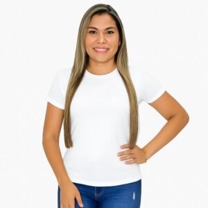 CAMISETA FEMININA LISA COM ELASTANO BRANCA