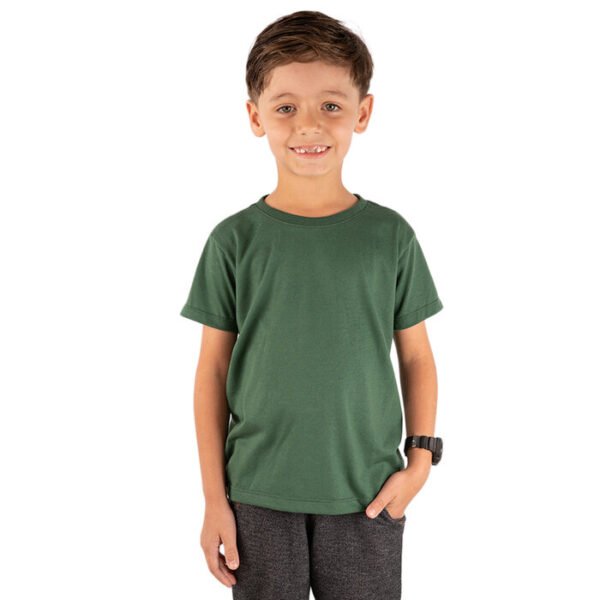 CAMISETA BASICA LISA INFANTIL VERDE MILITAR - Imagem 4